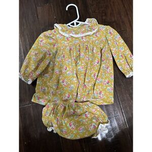 Sage & Lilly mustard yellow floral dress Bloomers Collar Lace 12 Months Boutique